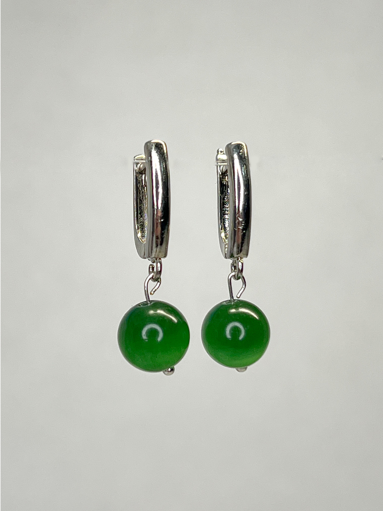 Серьги Wolves Кошачий глаз Серебрение 1812 (зеленый)