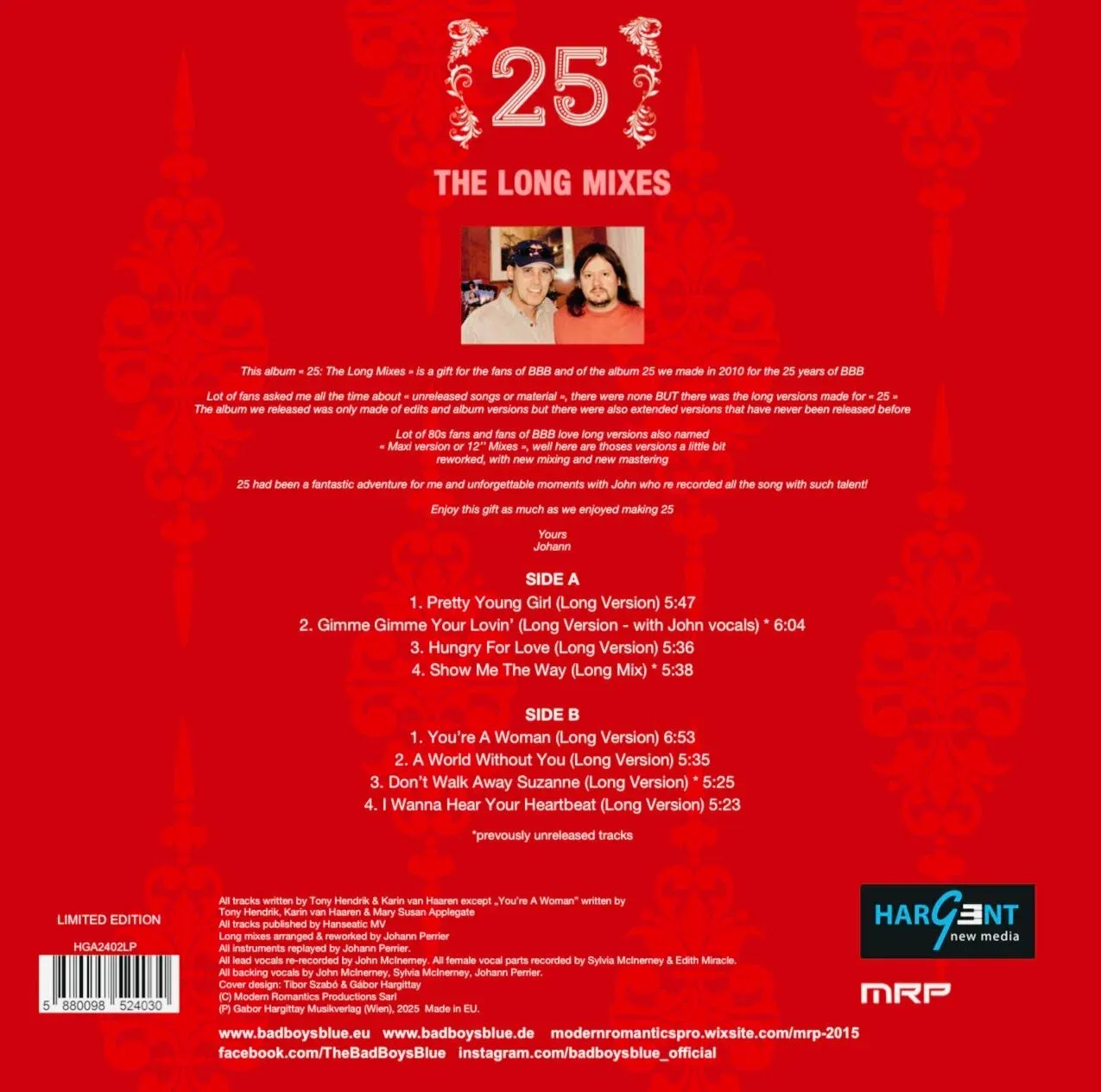 Виниловая пластинка Modern Romantics Productions Bad Boys Blue - 25 - The Long Mixes — фото 3