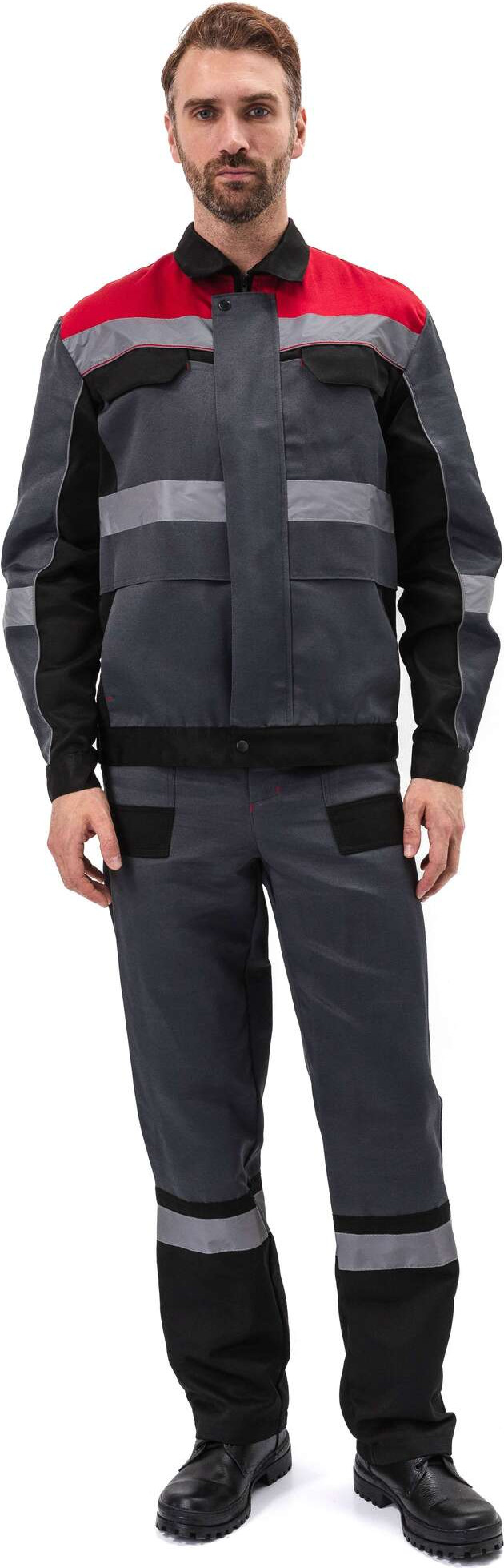 Костюм рабочий УРСУС Респект КОС821-312 (серый/черный, 48-50/170-176)