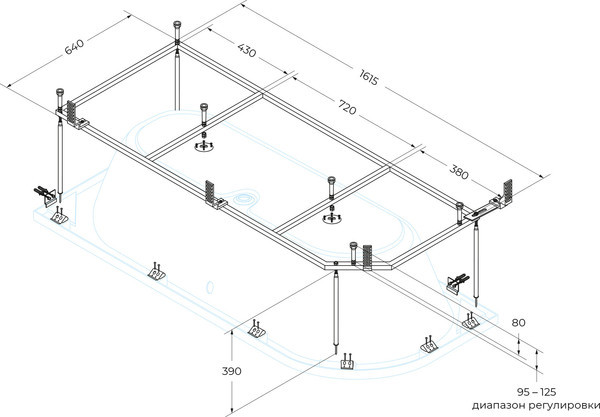 Ванна акриловая Cezares METAURO-CORNER-180-80-RIGHT-SET-1 (с каркасом) — фото 3