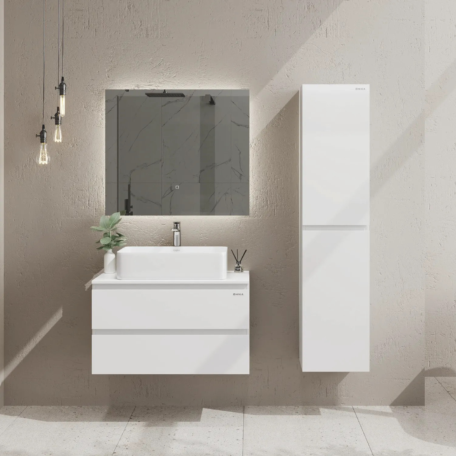 Тумба с умывальником Onika Алеста 80 108065 белый + Kirovit Олимпия 56 — фото 5