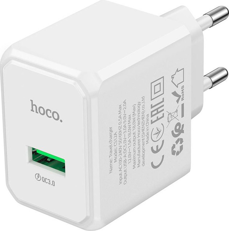 Зарядное устройство сетевое Hoco CS12A + кабель Type-C (белый) — фото 3