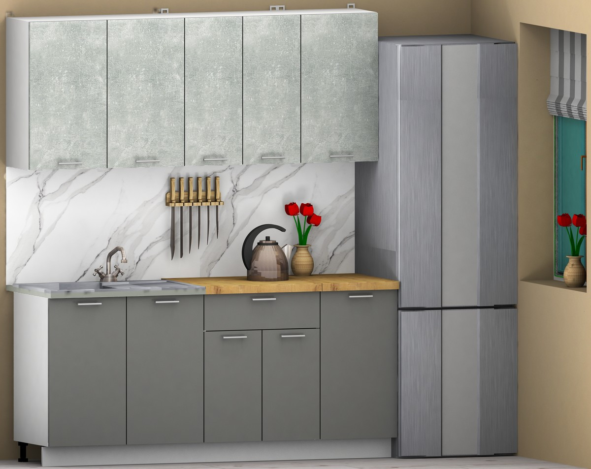Кухонный гарнитур Eligard Lion 1.8 (бетон/дымчатый алмаз/дуб бунрати) — фото 2
