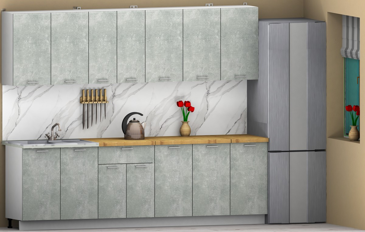 Кухонный гарнитур Eligard Lion 2.6 (бетон/дуб бунрати) — фото 2