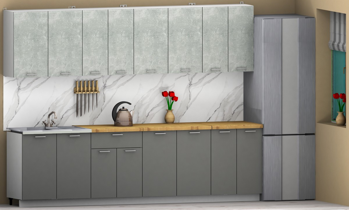 Кухонный гарнитур Eligard Lion 2.8 (бетон/дымчатый алмаз/дуб бунрати) — фото 2