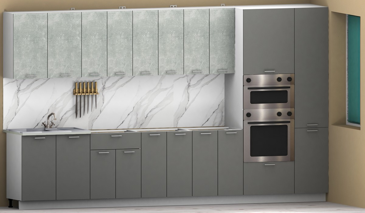 Кухонный гарнитур Eligard Lion 3.6 без столешницы (бетон/дымчатый алмаз) — фото 2