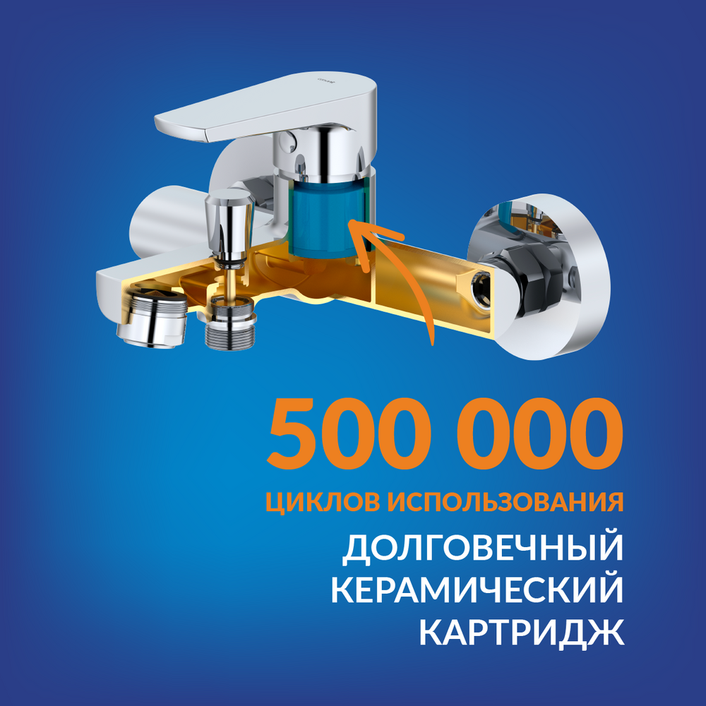 Смеситель Cersanit Moduo 64097 с душевым гарнитуром Ferro 64085 — фото 3