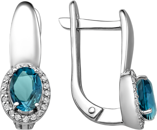 Серьги из серебра 7 КАРАТ П2227-076СЛ (с фианитами и топазом)
