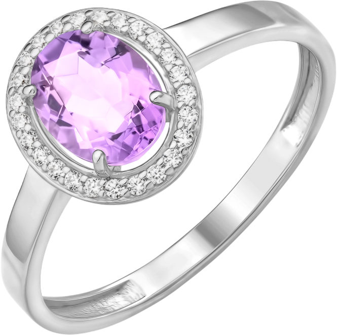 Кольцо из серебра 7 КАРАТ П1227-087СА (р.22, с аметистом и фианитами)