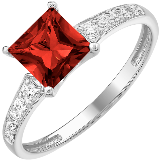 Кольцо из серебра 7 КАРАТ П1227-083СГ (р.16.5, с гранатом и фианитами)