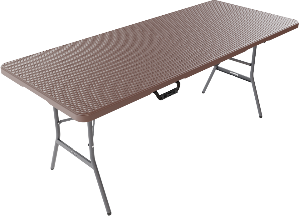 Стол складной SAMMAN Van R 185x77x74 (ротанг, коричневый)