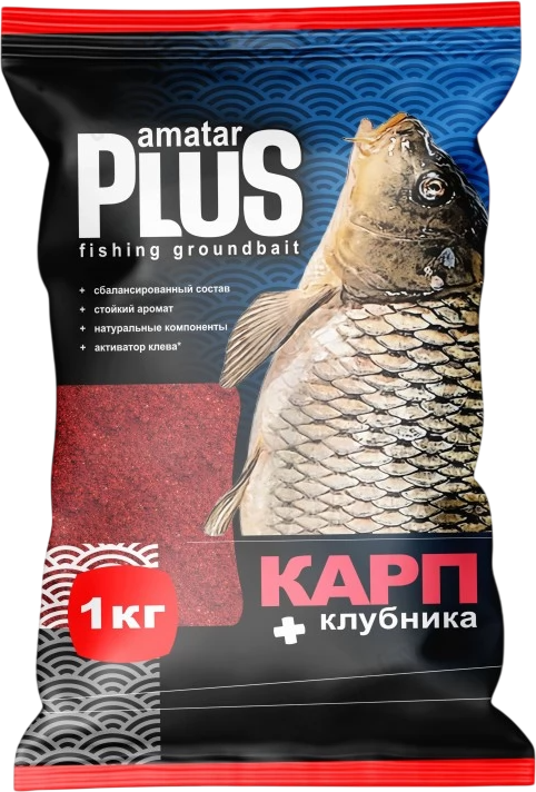 Прикормка рыболовная Amatar Plus Карп Клубника / 450414 (1кг)