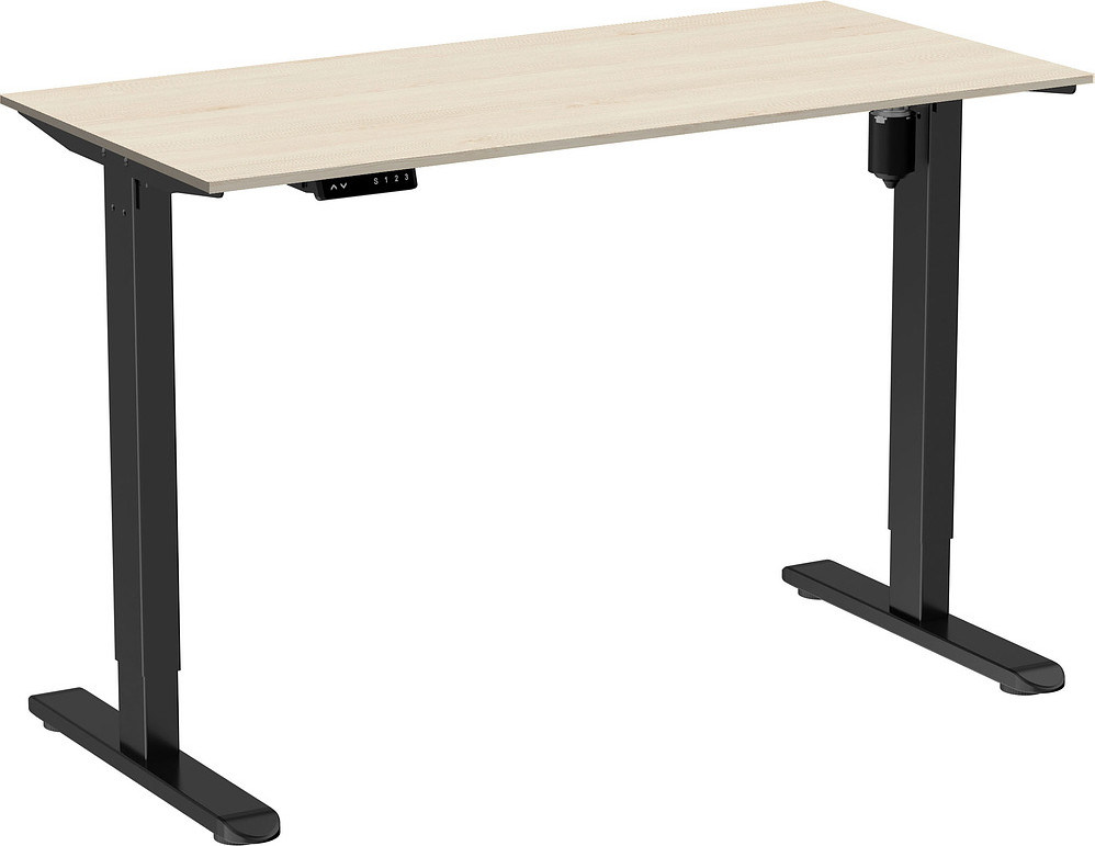 Стол с подъемным механизмом WellDesk WDЕ Light 130x67.5х1.8 (черный/сосна аланд полярная)