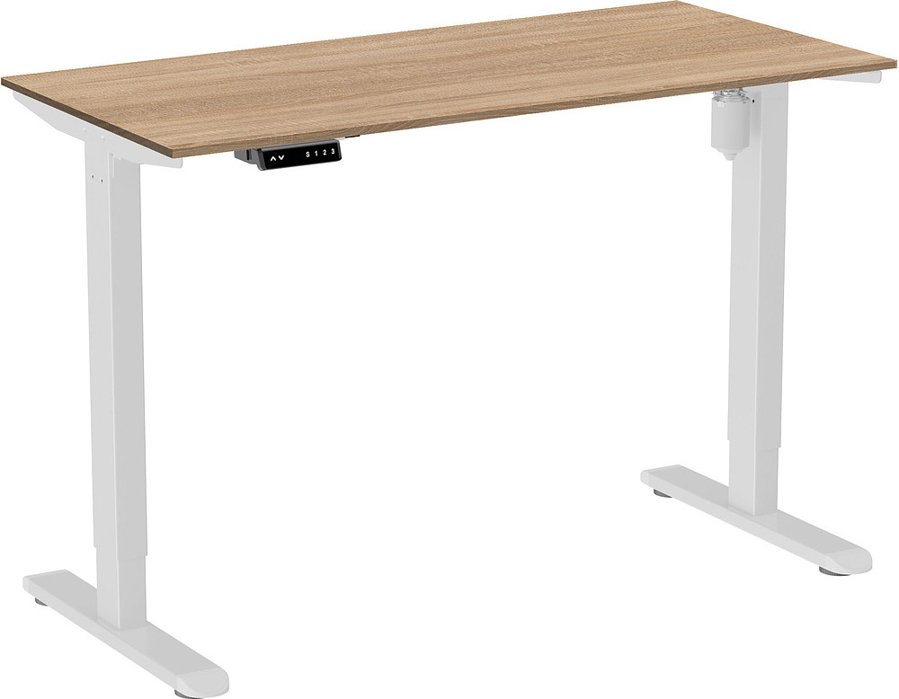Стол с подъемным механизмом WellDesk WDЕ Light 130x67.5х1.8 (белый/дуб бардолино натуральный)