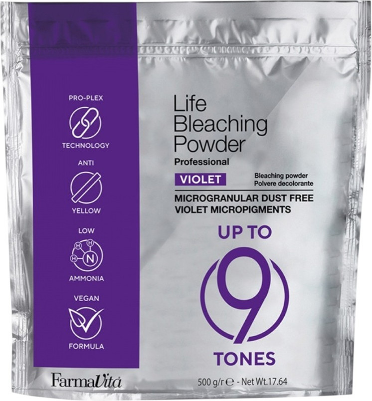 Порошок для осветления волос Farmavita Life Bleaching Powder Violet с антижелтым эффектом (500г)