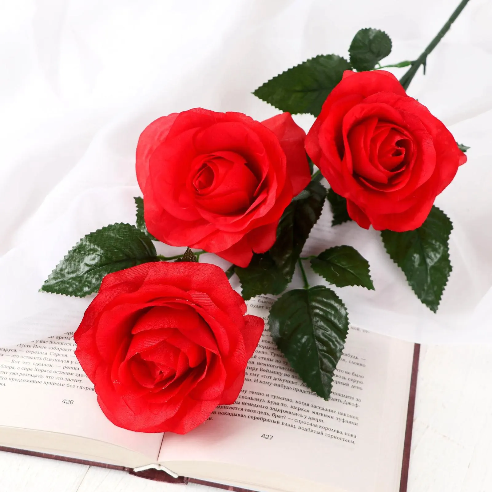 Искусственный цветок Poetry in flowers Роза Жанна / 2578225 (красный) — фото 4