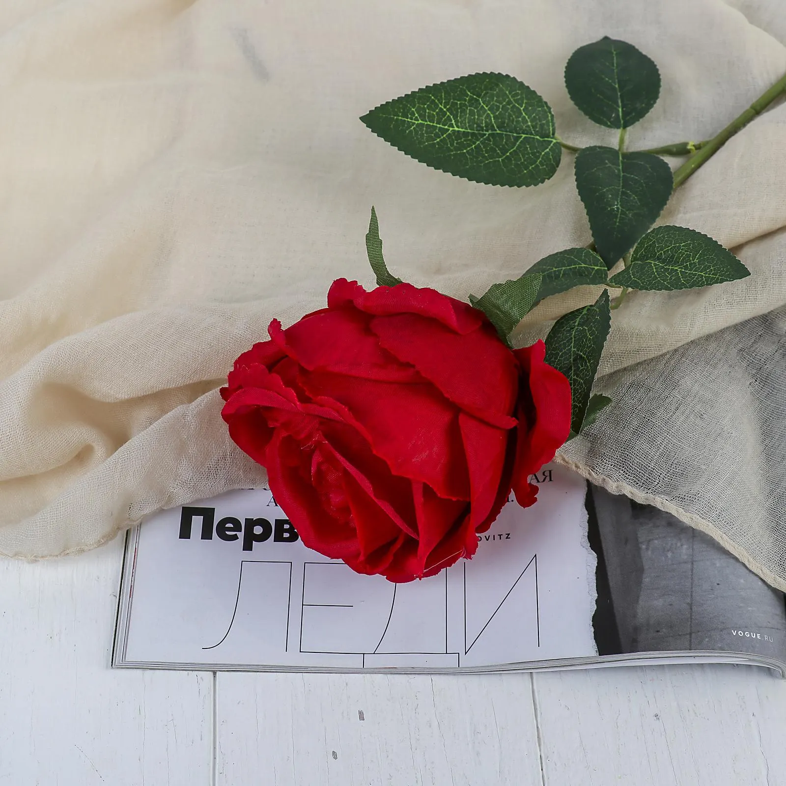 Искусственные цветы Poetry in flowers Роза Охара / 3794248 (красный) — фото 4