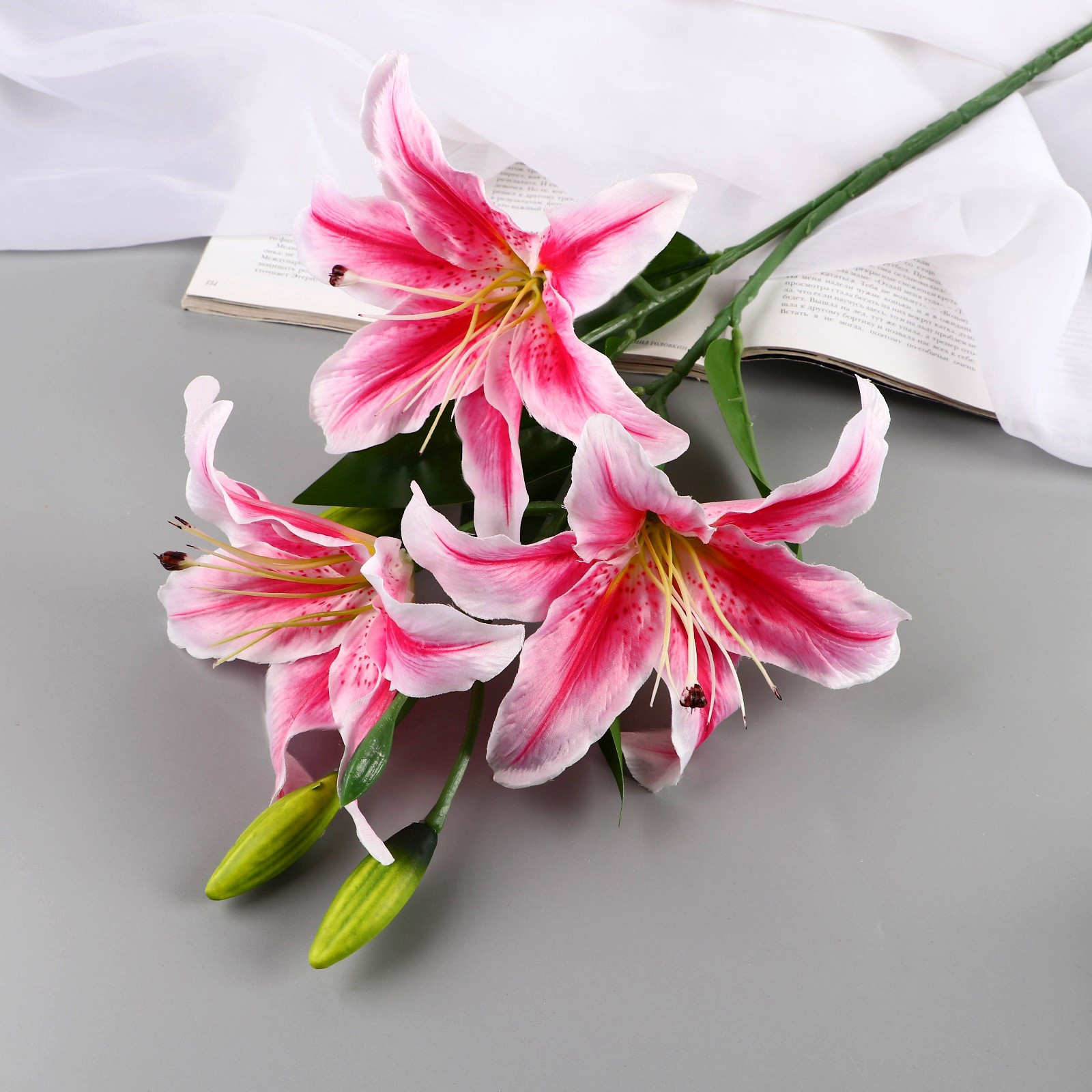 Искусственный цветок Poetry in flowers Лилия галант / 10104911 (розовый) — фото 4
