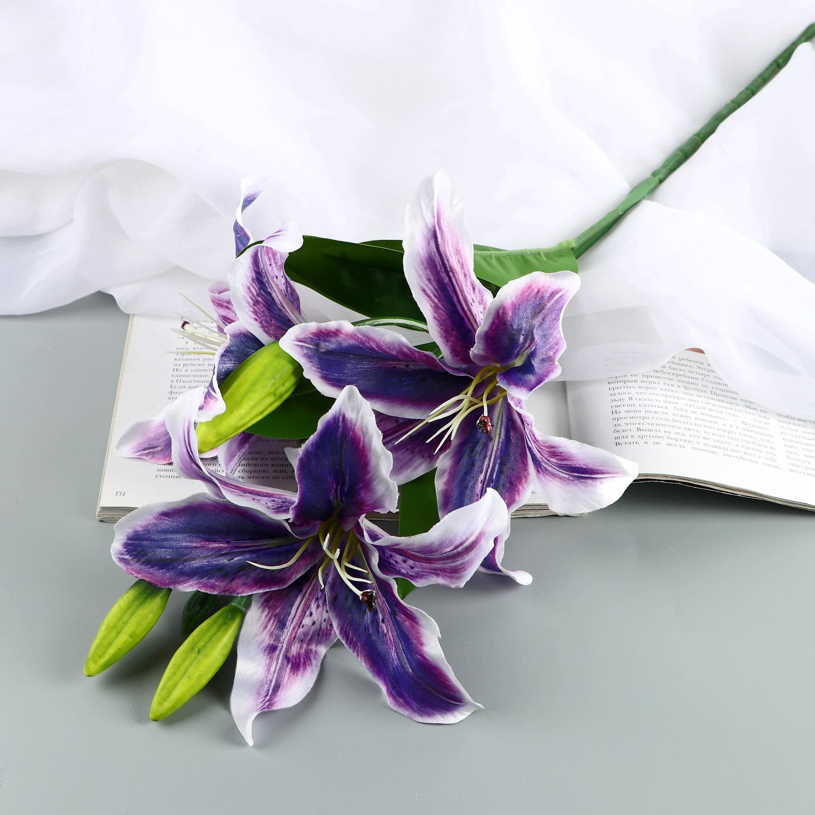 Искусственный цветок Poetry in flowers Лилия галант / 10104912 (фиолетовый) — фото 5
