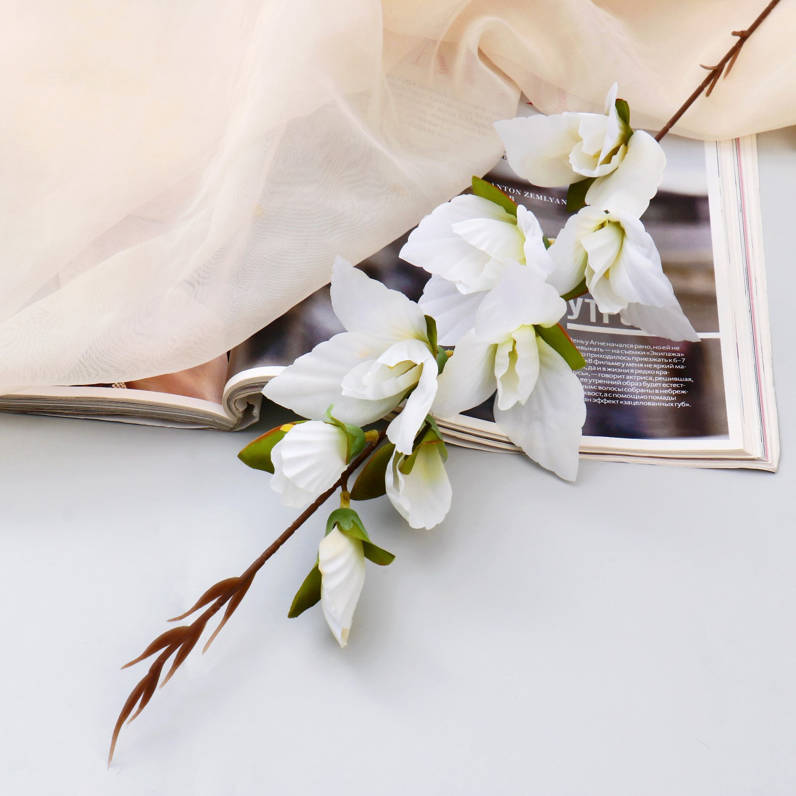 Искусственный цветок Poetry in flowers Наперстянка / 7503335 (белый) — фото 4