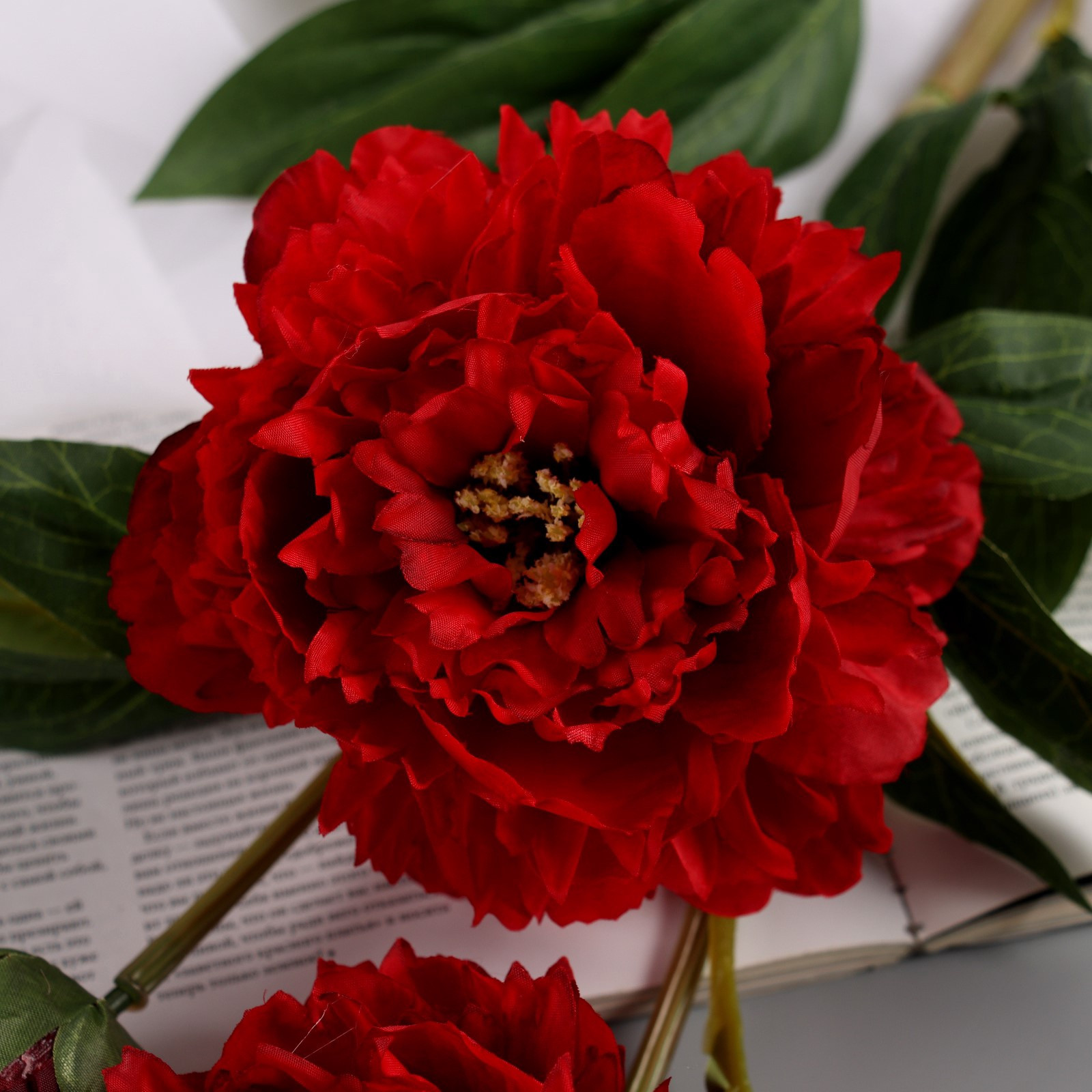 Искусственный цветок Poetry in flowers Пион Беверли люкс / 10526723 (красный) — фото 5