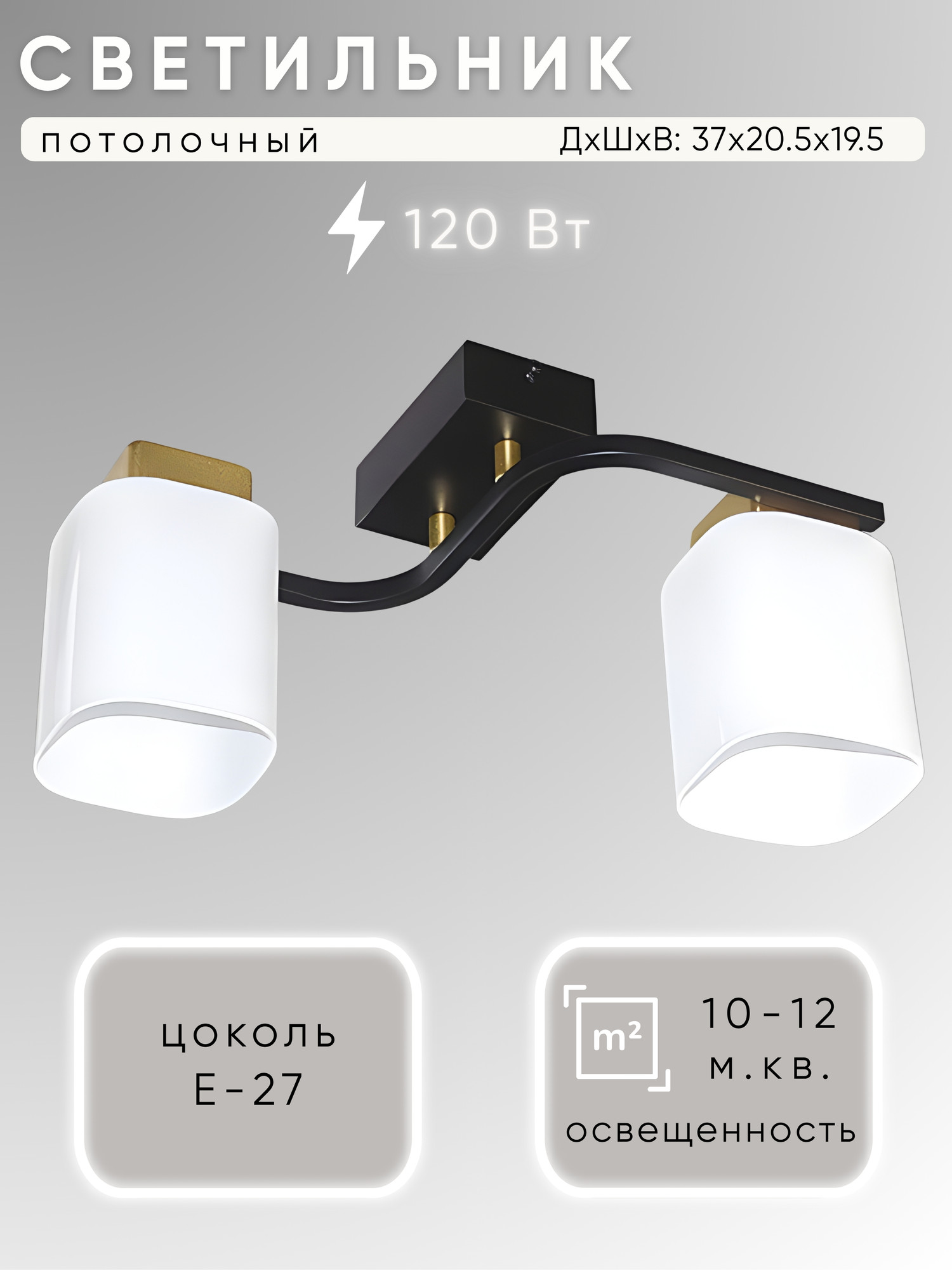 Потолочный светильник Aitin-Pro НПБ 02-2x60-101 / RH8354/2 (черный/золото)