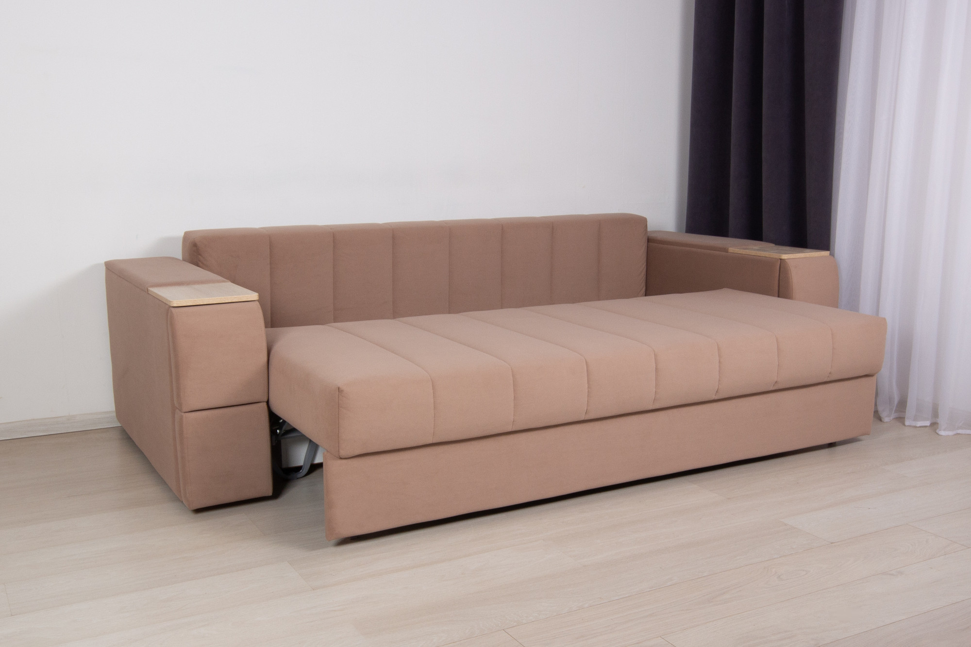 Диван DiArt Бруклин МК НПБ (велюр Selfie latte/прав/дуб сонома) — фото 6