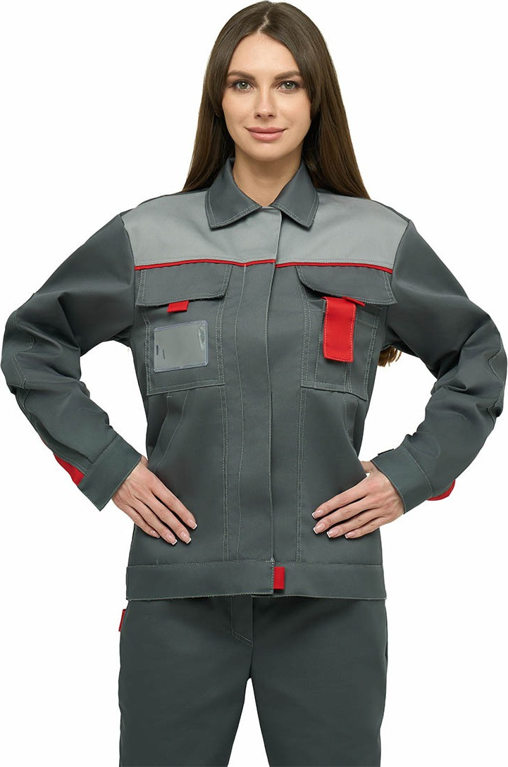 Костюм рабочий УРСУС Кама КОС-Л10Ж-КБР-серый (серый/красный, 44-46/170-176) — фото 3