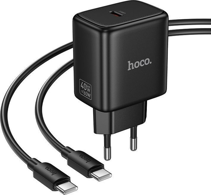 Зарядное устройство сетевое Hoco N83 + кабель Type-C-Type-C (черный) — фото 3