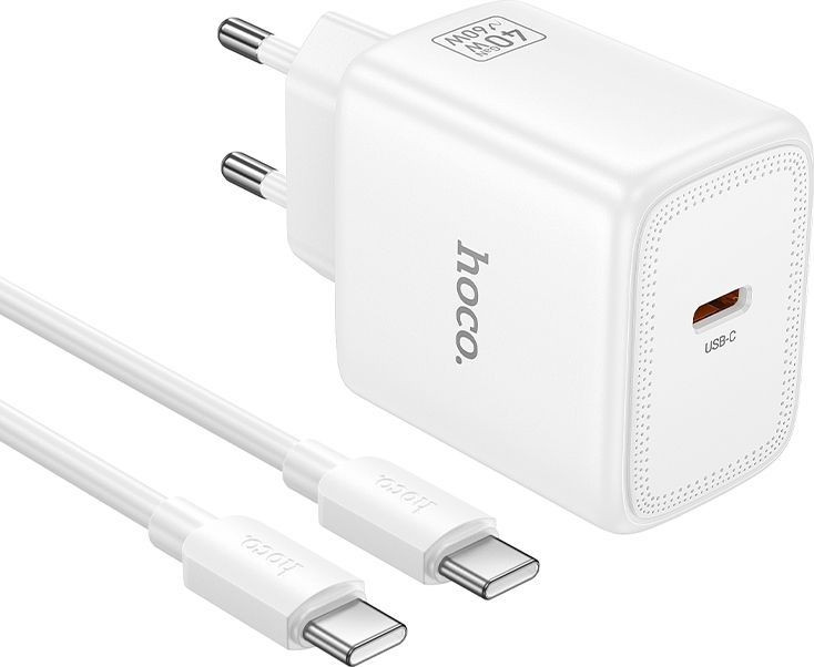 Зарядное устройство сетевое Hoco N83 + кабель Type-C-Type-C (белый)