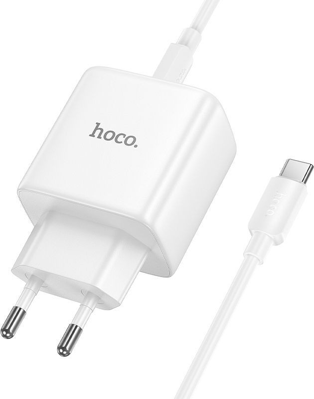 Зарядное устройство сетевое Hoco N83 + кабель Type-C-Type-C (белый) — фото 2