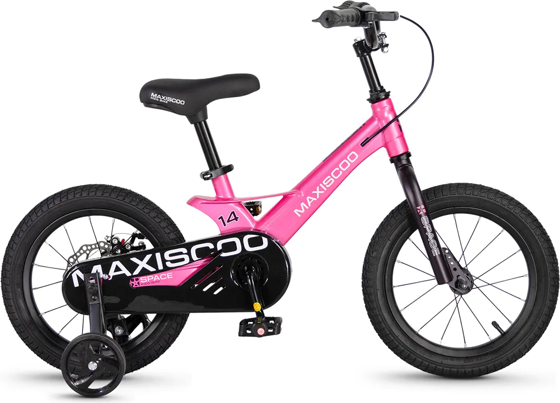 Детский велосипед Maxiscoo Space Базовый Плюс 14 2026 / MSC-S1453B (розовый глянцевый, разборный, в коробке)