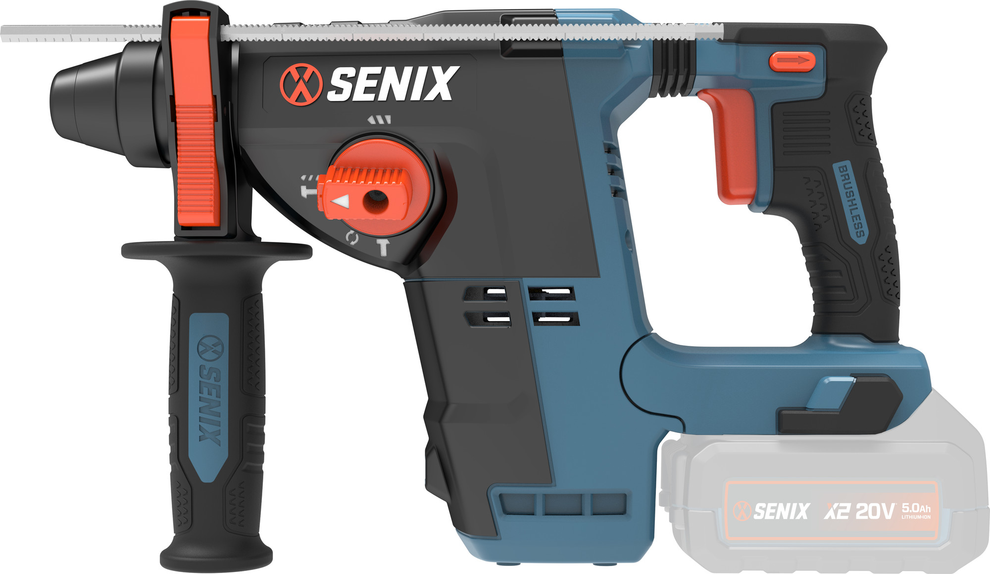 Перфоратор Senix X2 20В SDS-Plus / PDRX2-M4-EU-0 (без АКБ и ЗУ) — фото 2