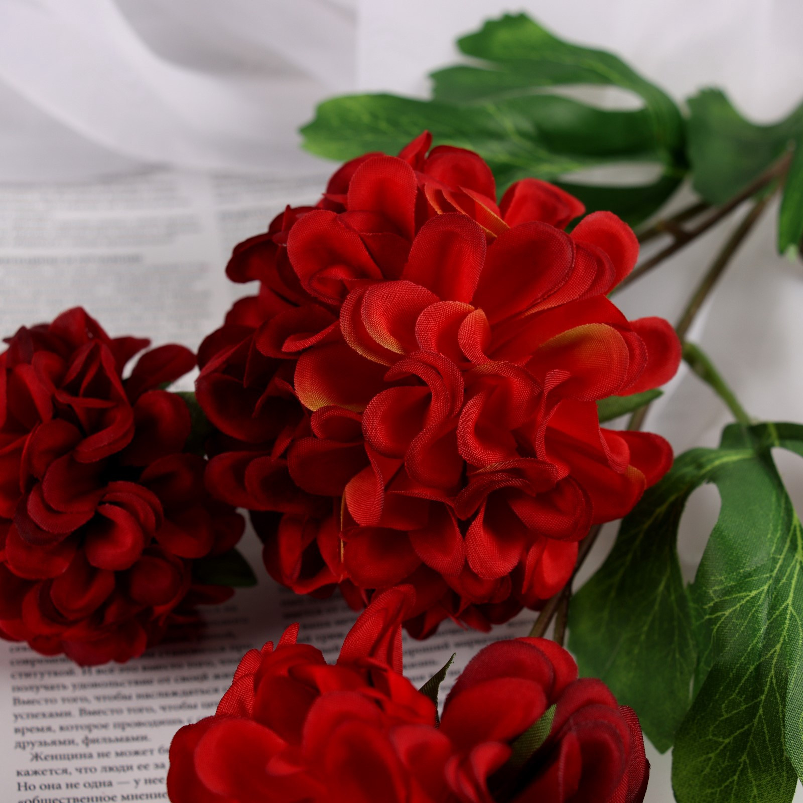 Искусственный цветок Poetry in flowers Гортензия люкс кустовая / 10526708 (красный) — фото 5