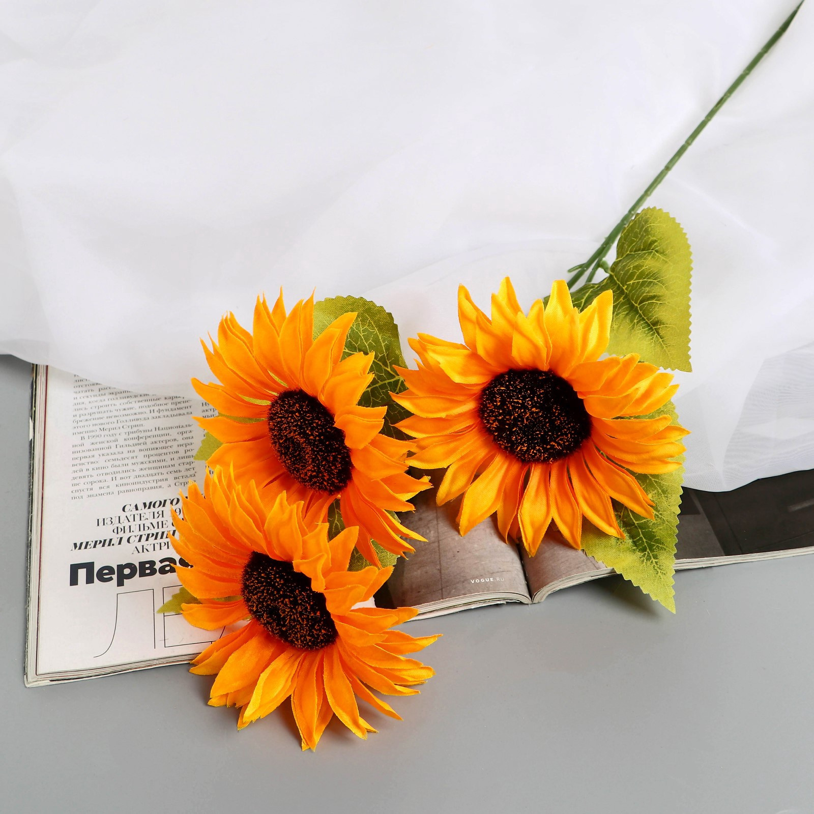 Искусственный цветок Poetry in flowers Подсолнух галант / 10084659 (оранжевый) — фото 4