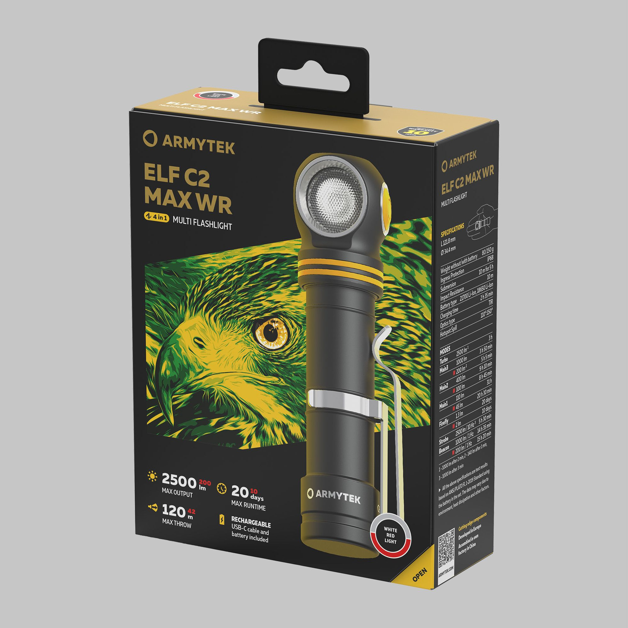 Фонарь Armytek Elf C2 Max WR USB-C White F10801C — фото 3