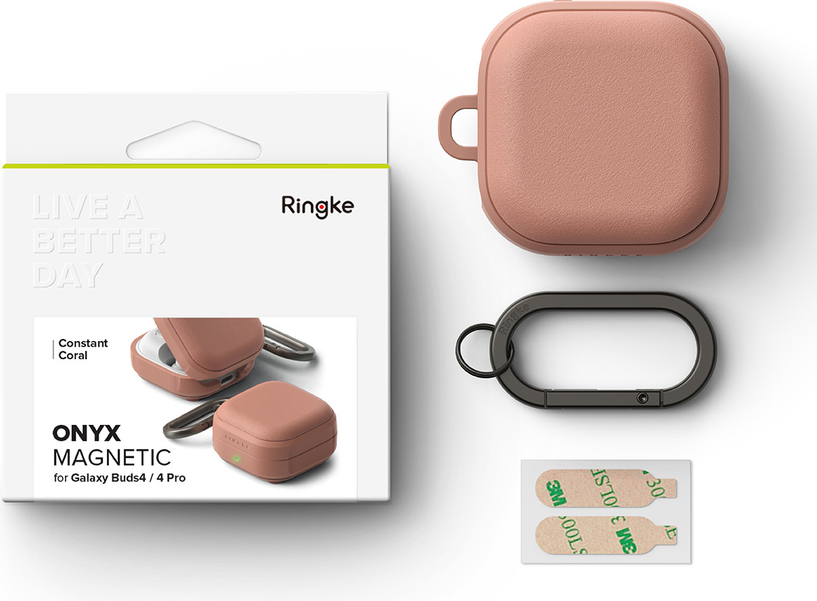 Чехол для наушников Ringke Onyx Magnetic для Galaxy Buds 4/4 Pro (Constant Coral) — фото 3