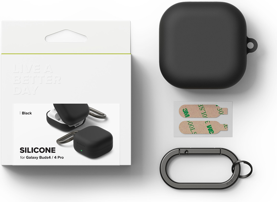Чехол для наушников Ringke Silicone для Galaxy Buds 4/4 Pro (Black) — фото 3