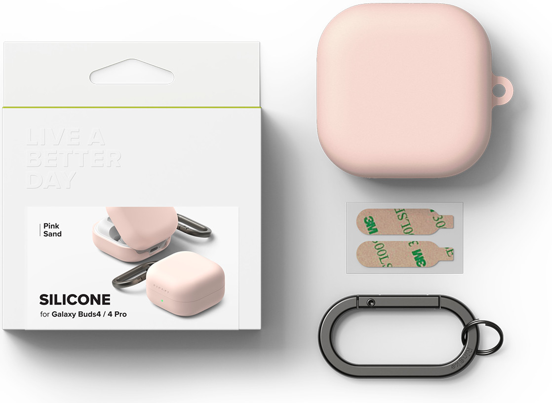 Чехол для наушников Ringke Silicone для Galaxy Buds 4/4 Pro (Pink Sand) — фото 3