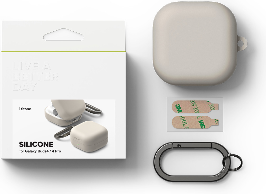 Чехол для наушников Ringke Silicone для Galaxy Buds 4/4 Pro (Stone) — фото 3
