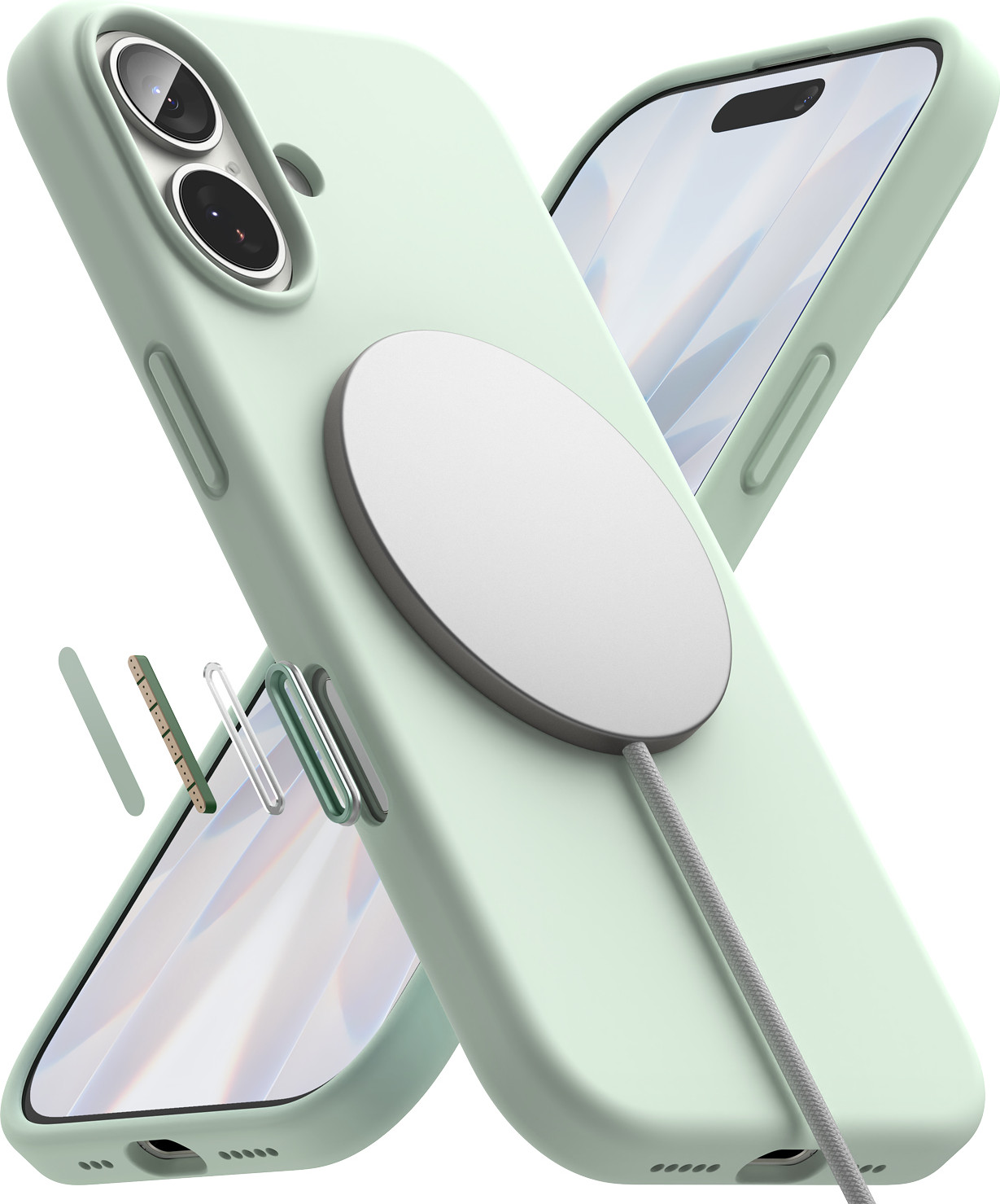 Чехол-накладка Ringke Silicone Magnetic для iPhone 17 (Soft Mint) — фото 5