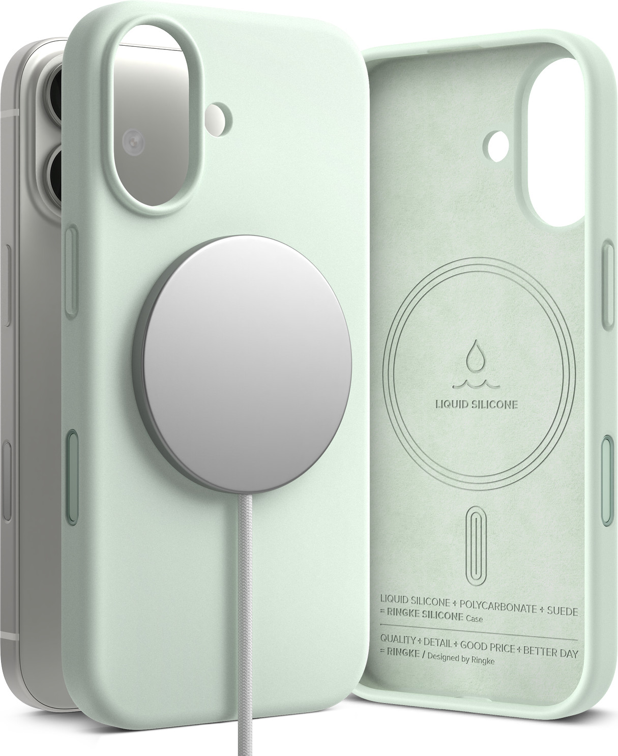 Чехол-накладка Ringke Silicone Magnetic для iPhone 17 (Soft Mint) — фото 4