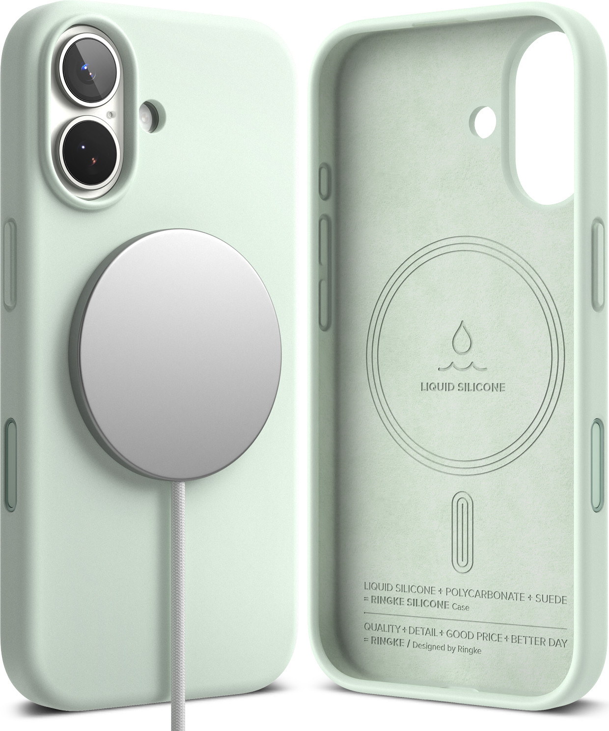 Чехол-накладка Ringke Silicone Magnetic для iPhone 17 (Soft Mint) — фото 2