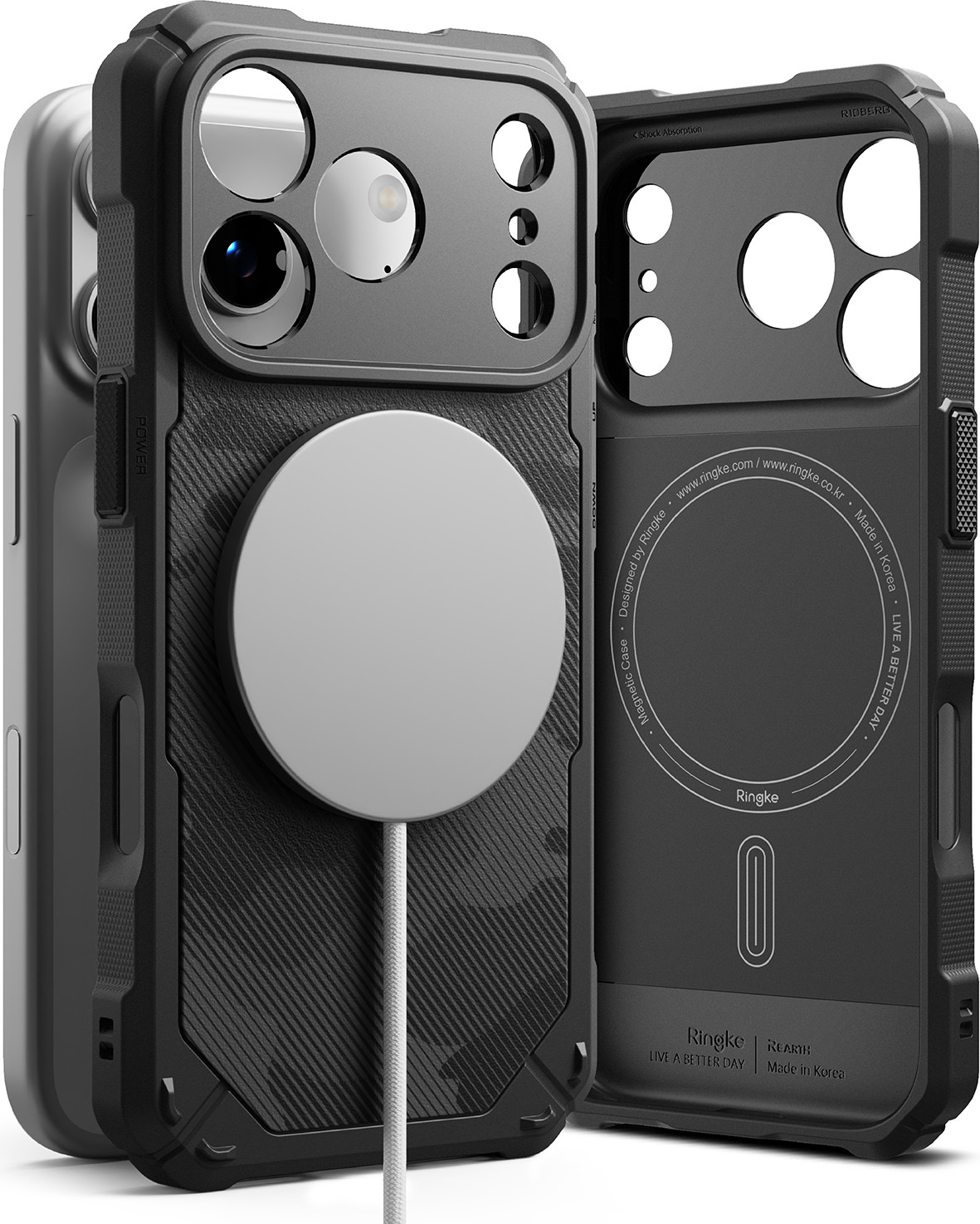 Чехол-накладка Ringke Rugged Gear Magnetic для iPhone 17 Pro (Camo Black) — фото 3