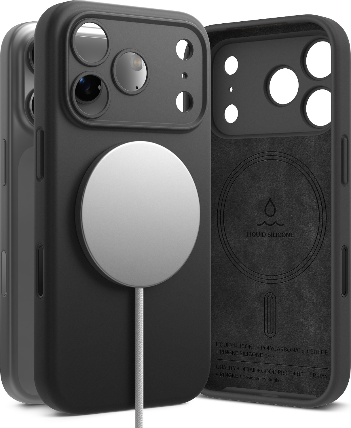 Чехол-накладка Ringke Silicone Magnetic для iPhone 17 Pro (Black) — фото 5