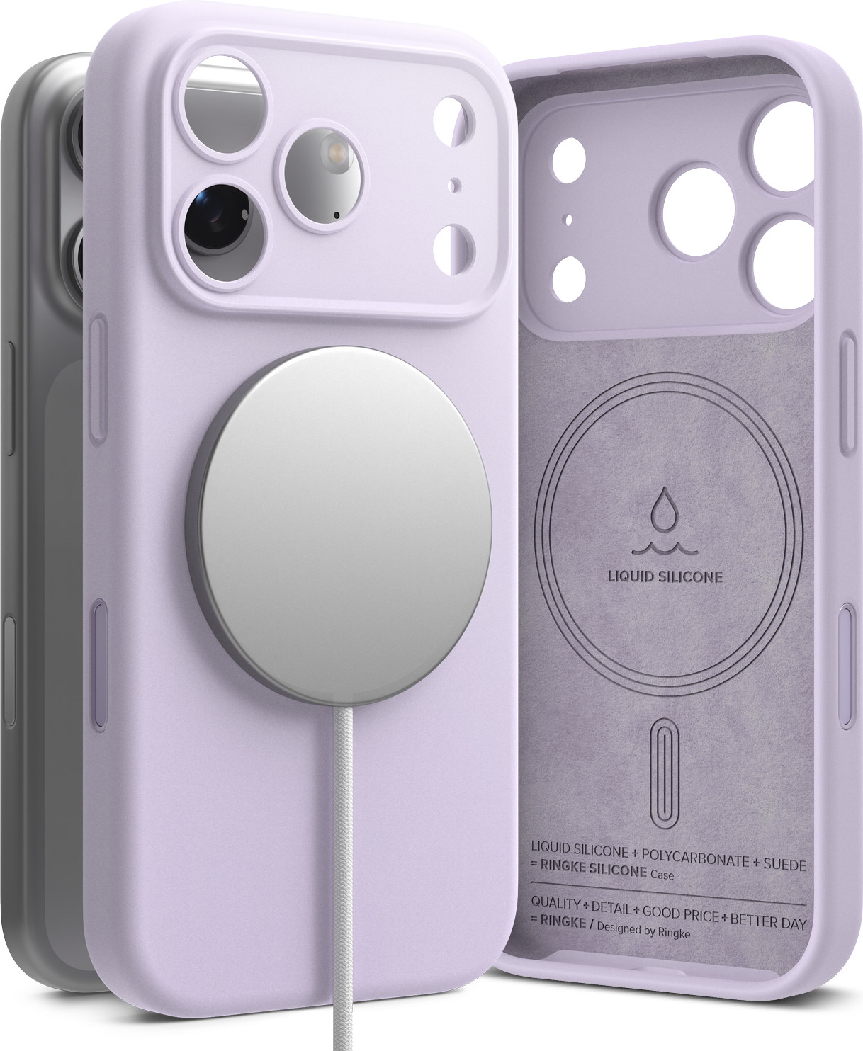 Чехол-накладка Ringke Silicone Magnetic для iPhone 17 Pro (Light Purple) — фото 4