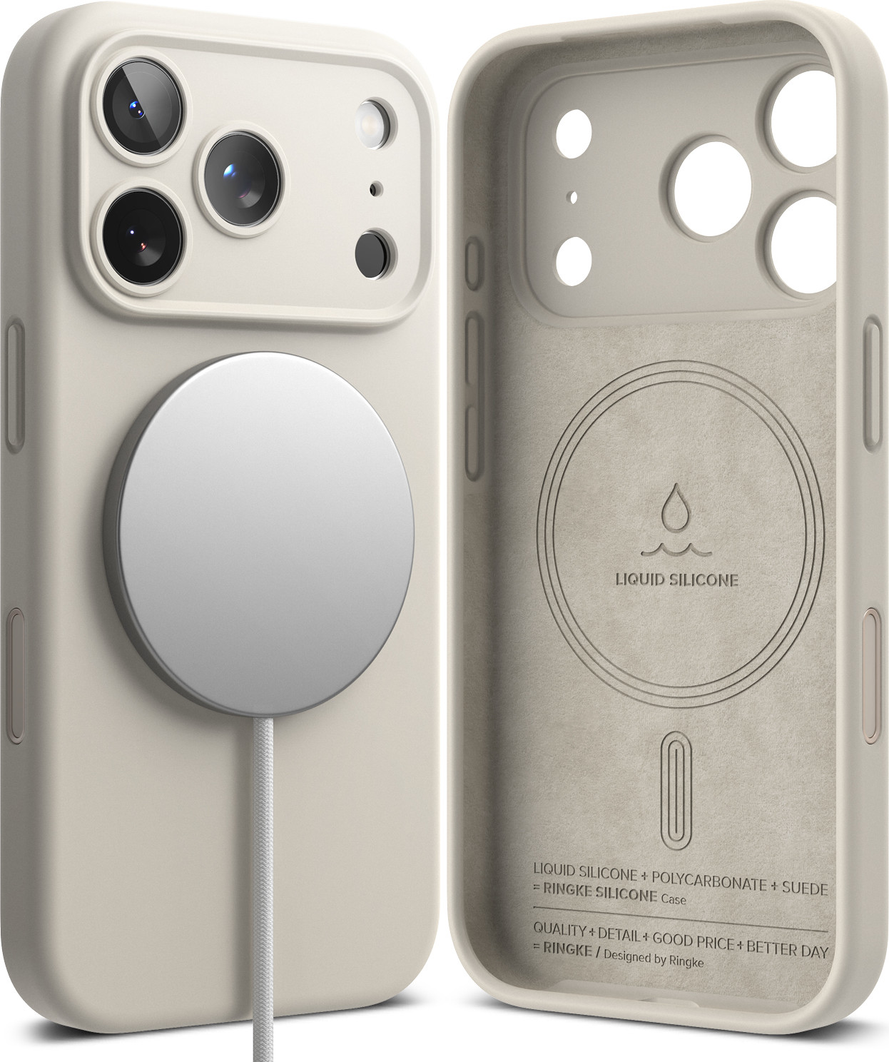 Чехол-накладка Ringke Silicone Magnetic для iPhone 17 Pro (Stone) — фото 2