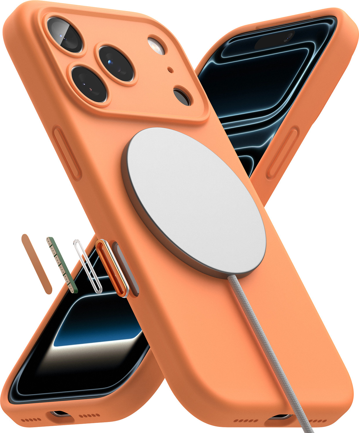 Чехол-накладка Ringke Silicone Magnetic для iPhone 17 Pro (Tangerine) — фото 5