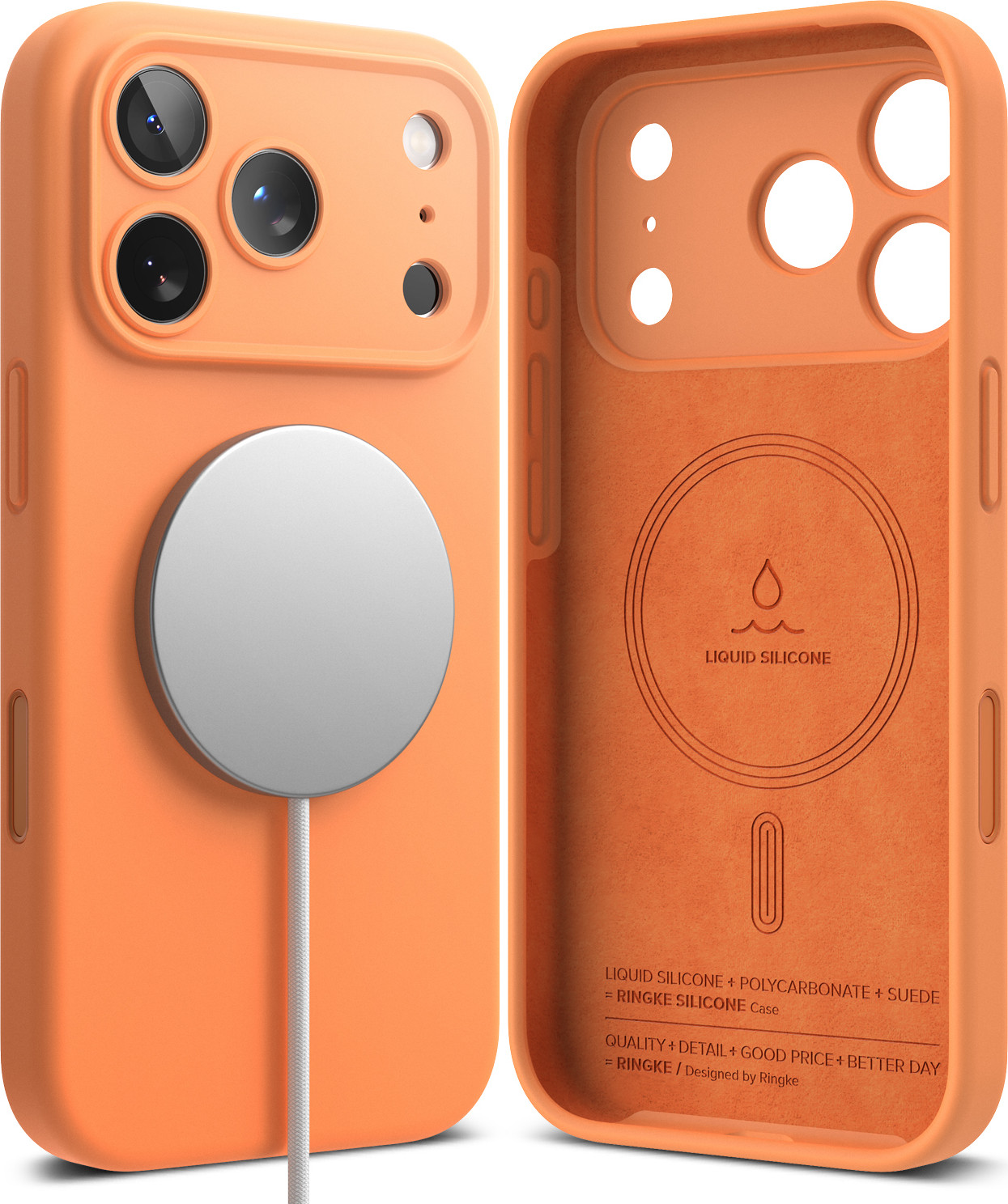 Чехол-накладка Ringke Silicone Magnetic для iPhone 17 Pro Max (Tangerine) — фото 2