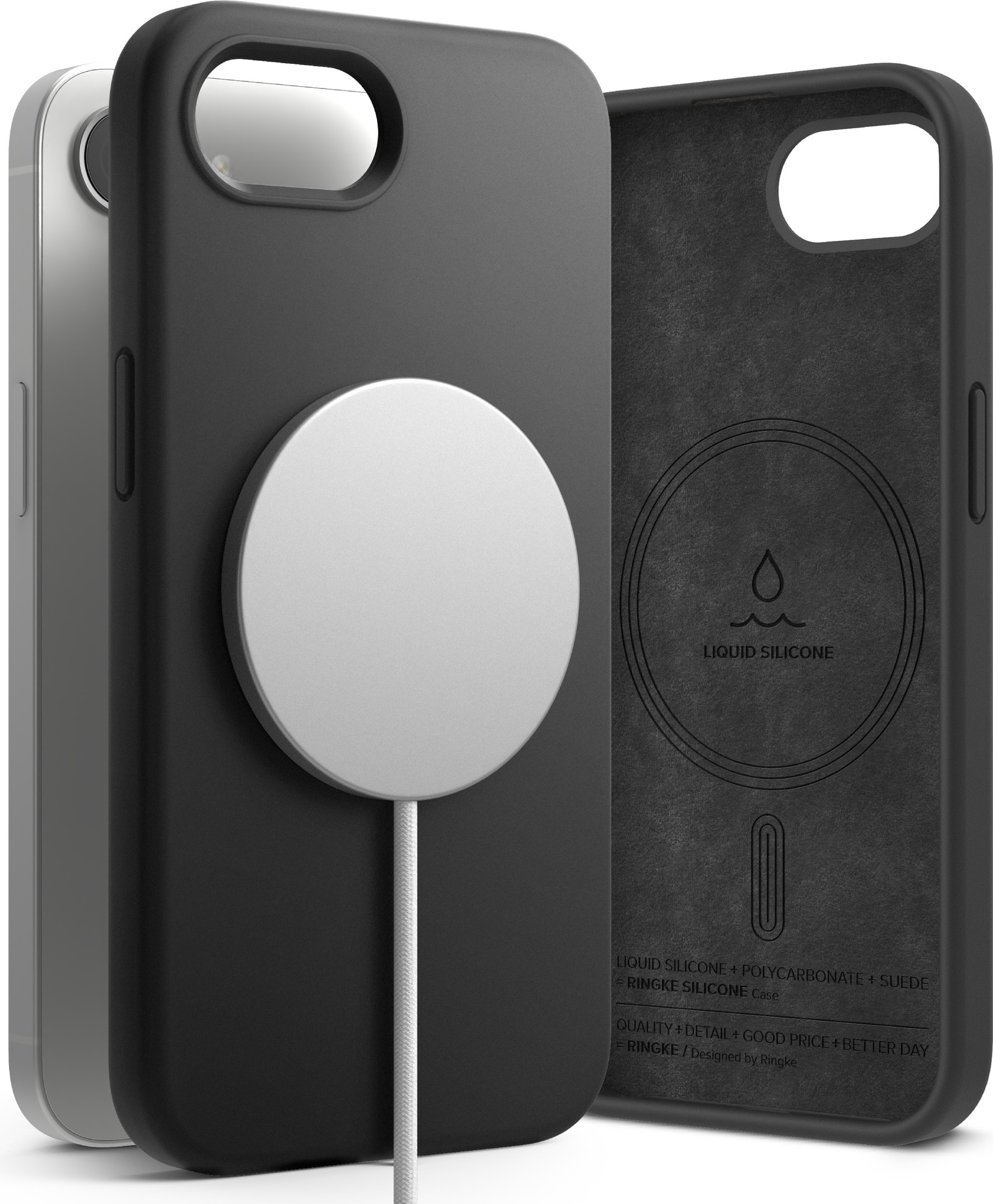Чехол-накладка Ringke Silicone Magnetic для iPhone 17e/16e (Black) — фото 4